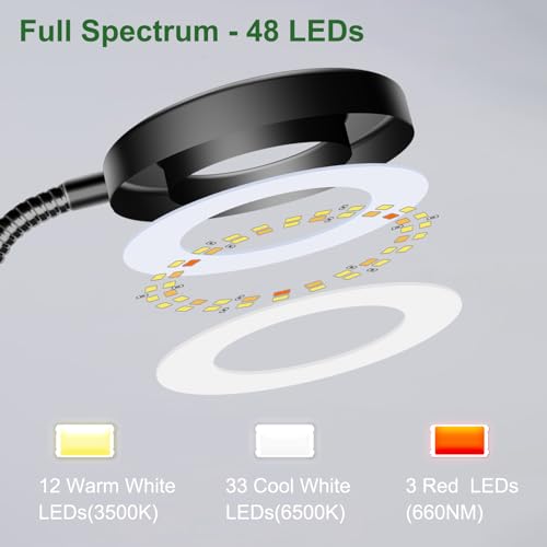 wolezek 2 in 1 Grow Lights for Indoor Plants, 3 Colors Plant Grow Lights - color: Black 1 Pack