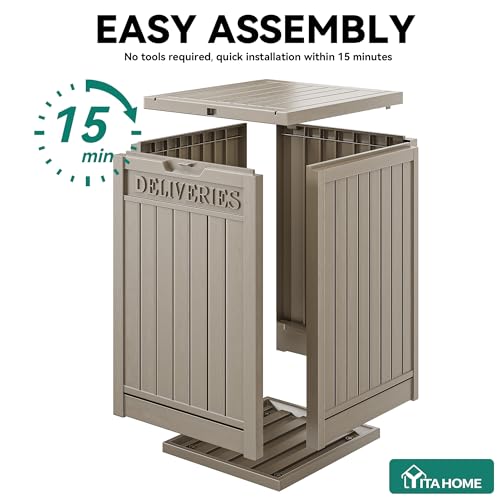 YITAHOME Outdoor Package Delivery Storage Box 51 Gallon - color: Taupe