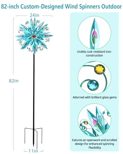 82 Inch Large Metal Wind Spinners for Outdoors