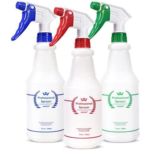 Uineko Plastic Spray Bottles 3 Pack, 32 Oz, Heavy Duty Sprayer, All-Purpose - size: 32 Oz, 3 Pack