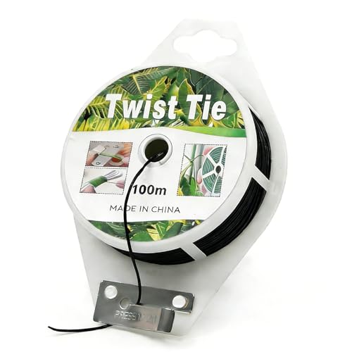 328ft(100m) Garden Plant Twist Ties with Cutter - color: Black