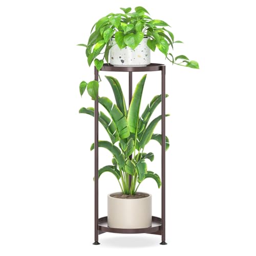 iDavosic.ly 2 Tier Metal Plant Stand Indoor Outdoor, 29 Inch Tall, Bronze - color: Violet Bronze