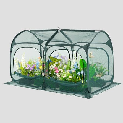 Poray Large 8.2x4FT Plant Netting Cover, Pop up Tunnel Crop Cage Gardening Net,Pest Guard Cover for Vegetables &Fruits,Durable Gardening Net for Plant and Animal - size: Large 8.2x4.1X4.3FT