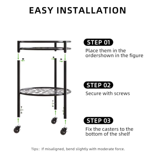 Rolling Plant Stand, 2 Tier Plant Caddy with Wheels 1 Pack Black - color: 1 pack black