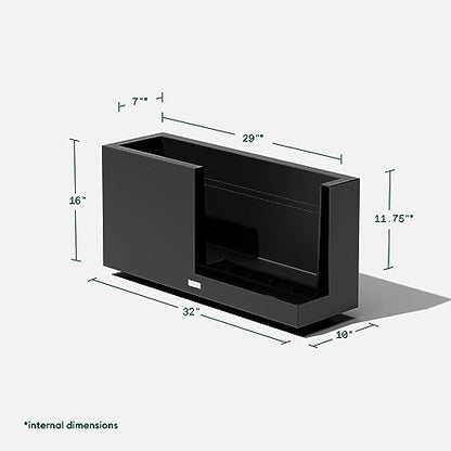 Veradek Block Series Long Box Planter - Rectangular Outdoor Planter - color: Black, size: Medium