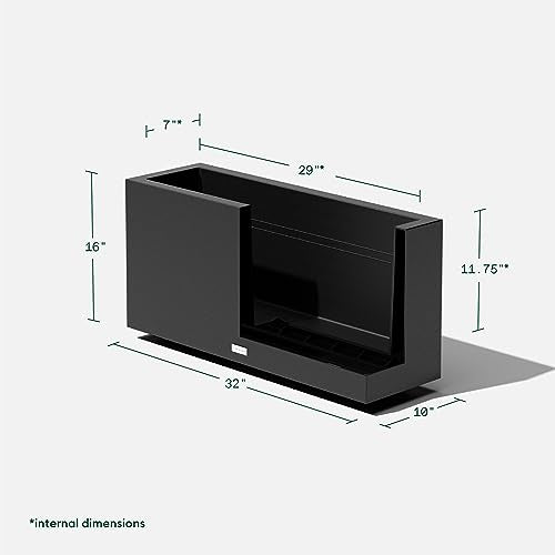 Veradek Block Series Long Box Planter - Rectangular Outdoor Planter - color: Black, size: Medium - 2 Pack