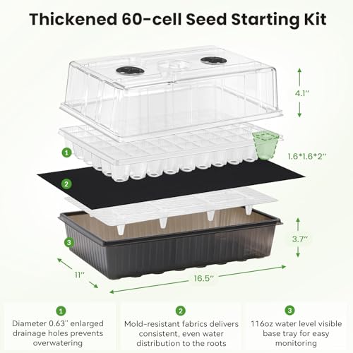BAOSHISHAN Seed Starter Tray with Grow Light - 60 Cells Self-Watering