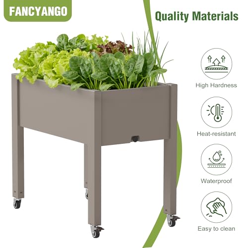 Fancyango Raised Garden Bed with Wheels 26.3" Hx2 -Gray - color: Gray, size: 26.3"Hx2