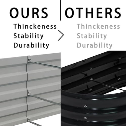 Foxlang 8x4x1ft(2 PCS) Galvanized Raised Garden Bed,Black - color: Black