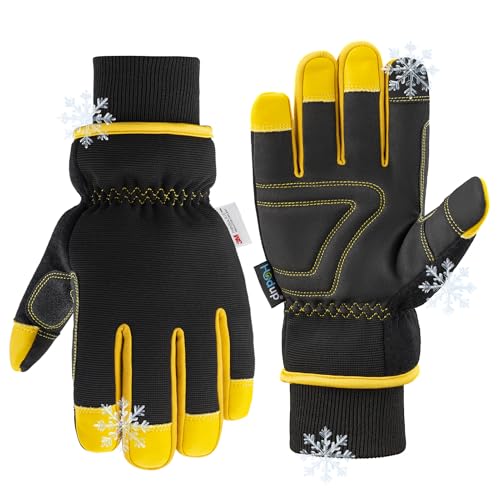 Waterproof Insulated Winter Work Gloves for Men, 3M Thinsulate - size: XX-Large