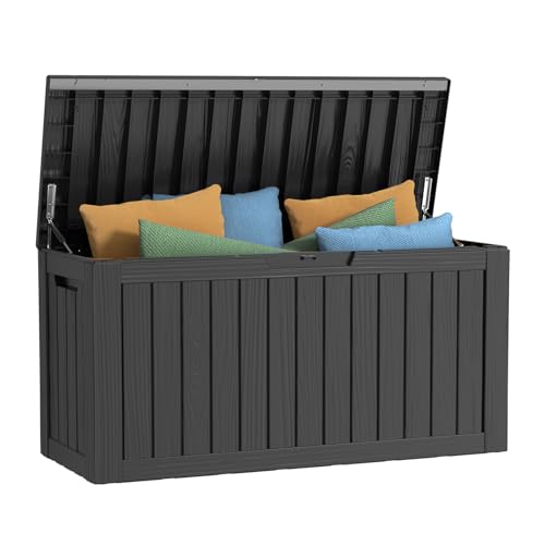 Vixzen 80 Gallon Resin Deck Box, Lockable Outdoor Storage Box for Patio Cushions Storage Furniture,Garden Tools, Pool Supplies, Weatherproof and UV Resistant- Black - color: Black, size: 80 Gallon