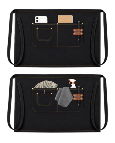 2-Pack Work Server Apron for Men Women with 3 Pockets for waiting staff