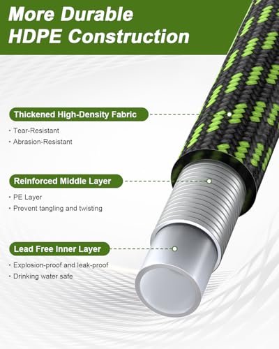 Garden Hose, Flexible Ultra Lightweight Durable, Kink-Free Water Hose with 10 Function Sprayer - Non-Shrinking, Easy to Store, All-Weather, High-Pressure (25FT) - size: 25ft