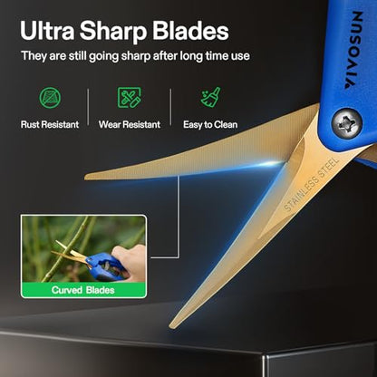 VIVOSUN 6.5 Inch Garden Scissors, Blue Pruning Shears for Plants, 3-Pack - style: Blue Curved Blade