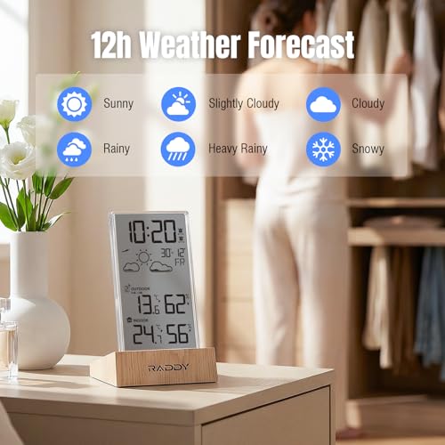 Raddy V5 Wireless Weather Station, Indoor Outdoor Thermometer