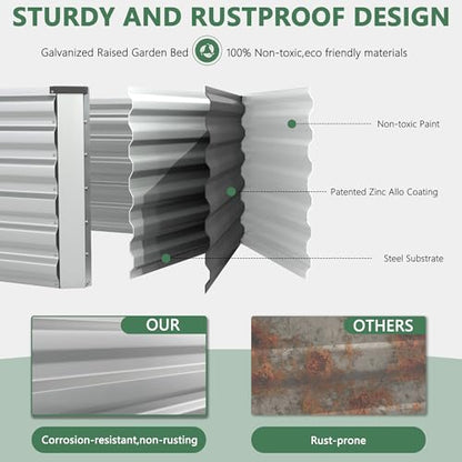FOOWIN 6x3x2ft Raised Garden Bed Outdoor, Galvanized Steel Garden Beds - color: Silver, size: 6x3x2 FT-2PC