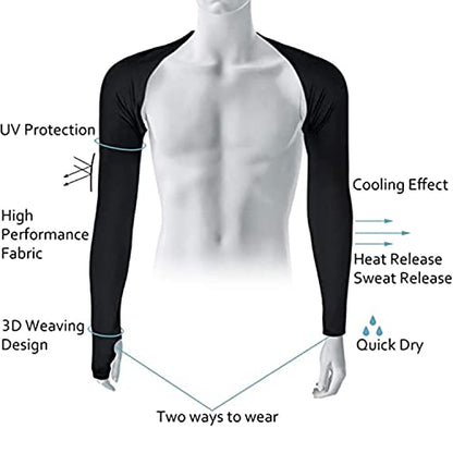 Cool Shawl Arm Covers 2-Pack Sun Protection with Finger Holes UV Protection Arm Covers for Golf - color: White