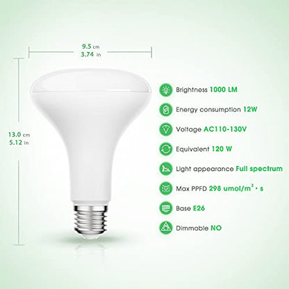 Briignite 4 Pack LED Grow Light Bulb, BR30 Grow Light Bulbs, Full Spectrum - size: 4 Count (Pack of 1)