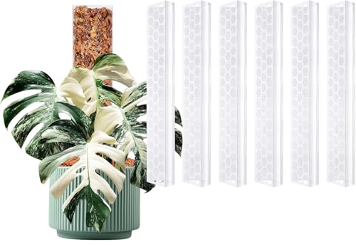 D Shape Sphagnum Moss Pole for Climbing Plants - 6 Pcs 17 Inch Plastic Stackable Plant Support, Designed for Monstera & Indoor Plants with Enhanced Stability - color: Transparent*6pcs