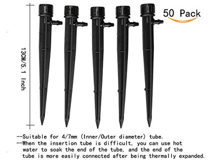 Adjustable 360 Degree Water Flow Irrigation Drippers on Stake Emitter Drip System,Pack of 50