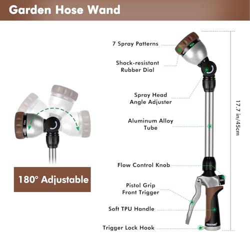 RESTMO Heavy Duty Metal Hose Wand, Watering Wand for Garden Hose - color: Brown
