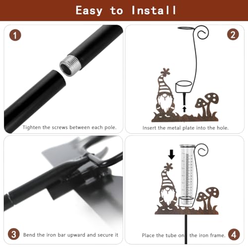 Gnome Rain Gauge Outdoor, Metal Rain Gauges - color: Gnome-Mushroom