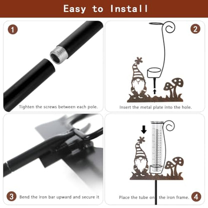 Gnome Rain Gauge Outdoor, Metal Rain Gauges - color: Gnome-Mushroom