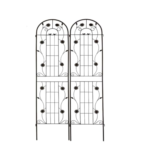 Garden Trellis for Climbing Plants Outdoor, 2-Pack 86" Metal Rustproof - color: Sunflower1-2pacs-Black, size: 86×19.7"