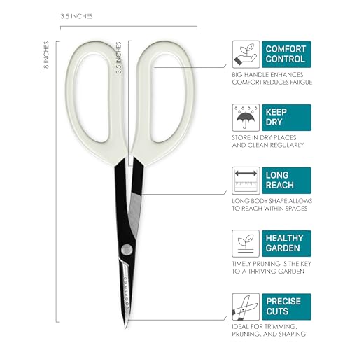 8-Inch Precision Plant Trimming & Pruning Scissors - White