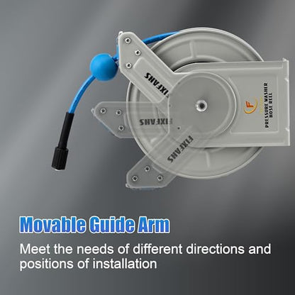 FIXFANS Pressure Washer Hose Reel with Hose, 1/4" × 60ft, Retractable - size: 60 FT