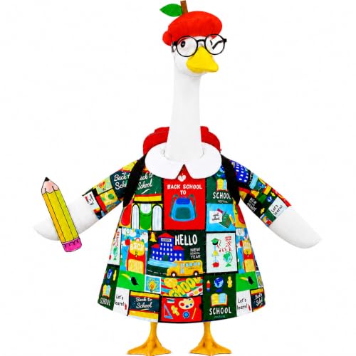 Back to School Porch Goose Outfit Student Costume for 23-Inch Lawn Statue - color: Back to School