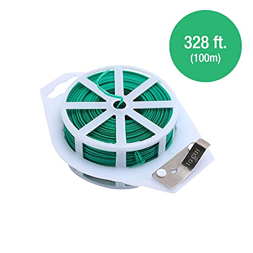 Twist Ties, Plastic Coated Wire for Garden Plant, Built-in Cutter, 328 Feet