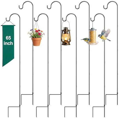 GOFORWILD 65 Inch 8 Pack Shepherd Hook for Garden Decor - size: 65 Inch