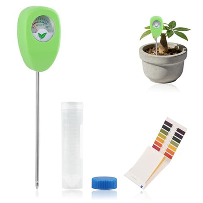 Moisture Meter for Plants, Soil Moisture Meter with pH Strips, No Battery