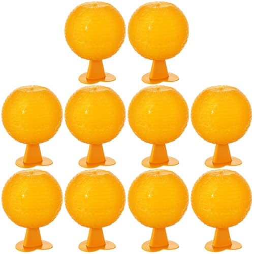 Qualirey 10 Set Fruit Fly Sticky Trap Balls Fungus Gnat Killer, Orange - color: Orange