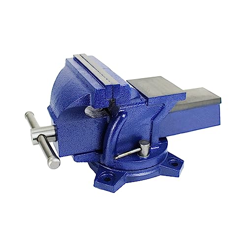 HFS(R) 4" Heavy Duty Bench Vise Anvil with 360° Swivel Locking Base Desktop Clamp - FS Blue Design - size: 4''