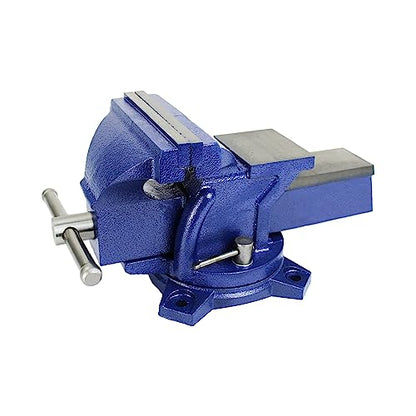 HFS(R) 4" Heavy Duty Bench Vise Anvil with 360° Swivel Locking Base Desktop Clamp - FS Blue Design - size: 4''