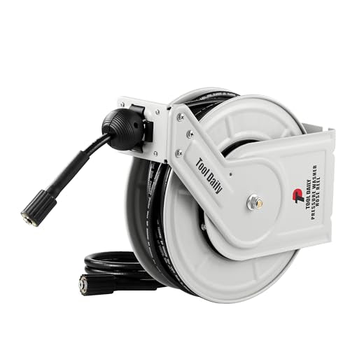 Tool Daily Retractable Pressure Washer Hose Reel 60 FT x 1/4”, 3600 PSI - size: 60 FT