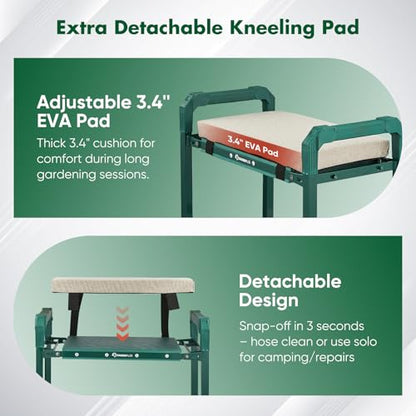 SakerPlus Garden Kneeler and Seat, Heavy Duty Foldable Garden Stool