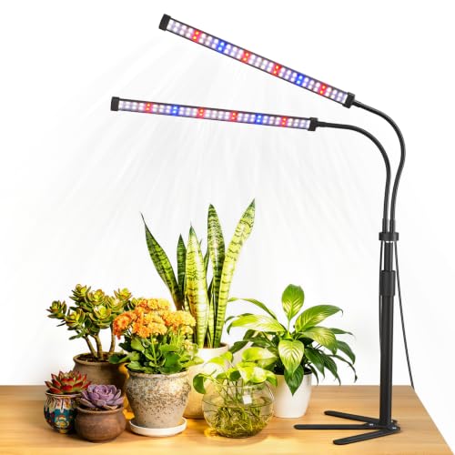 LED Grow Lights for Indoor Plants, Tripod Stand, Dual Head - size: Stand-2 Head