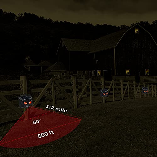 MAGIC CAT 4 Pack Solar Animal Repeller Outdoor, 2024 Nocturnal Animal Predator Deterrent with Red Lights, Waterproof Skunk Deer Coyote Raccoon Squirrel Cat Repellent for Garden Yard Farm Chicken Coop