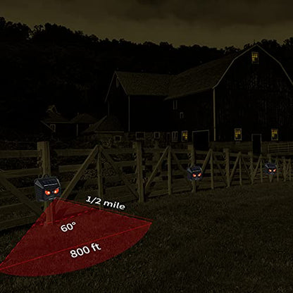 MAGIC CAT 4 Pack Solar Animal Repeller Outdoor, 2024 Nocturnal Animal Predator Deterrent with Red Lights, Waterproof Skunk Deer Coyote Raccoon Squirrel Cat Repellent for Garden Yard Farm Chicken Coop