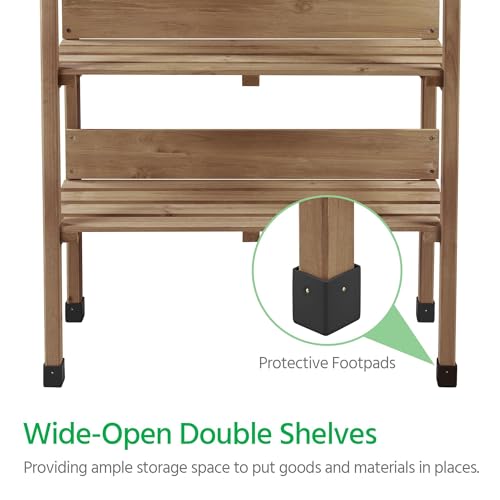 Yaheetech Potting Bench Outdoor Console Table w/3-Tier Storage,Brown - color: Brown