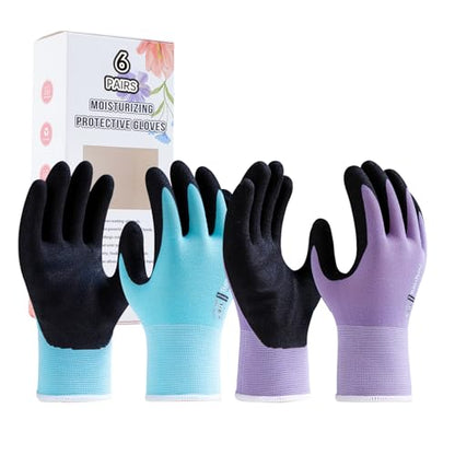HandLove Gardening Gloves Women,Nitrile-Coated,6 Pairs,Small, Blue&Purple - color: Blue&purple, size: Small(6 Pairs)