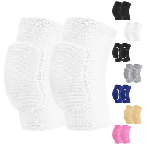 HISFFOG Volleyball Knee Pads for Dancers, Soft Breathable Knee Pads for Men Women Youth Girls Kids Knees Protective, Knee Braces for Volleyball Football Dance Yoga Wrestling Running Cycling - color: White, size: Small