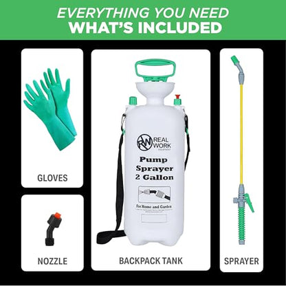 REALWORK 2-Gallon Handheld Tank Sprayer with Easy-Carry Shoulder Strap for Lawn, Garden, Yard, in Translucent White - size: 2 gallon