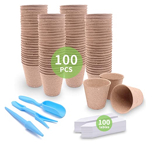 100 Pack 3.15 In Mini Flower Pots Disposable Plant Pots with Labels,Tools
