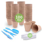 100 Pack 3.15 In Mini Flower Pots Disposable Plant Pots with Labels,Tools