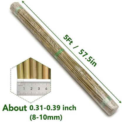 60Pcs Bamboo Stakes for Plant 4.8 ft(57.5 inch), Garden Bamboo Plant Stakes for Plants Support, Climbing Plants, Tomatoes, Sunflowers, Beans, Potted Plants, Trees - size: 4.8 ft-60 Pcs