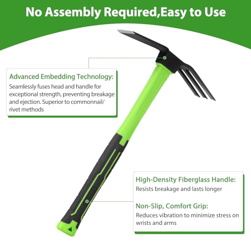 Garden Hand Hoe and Cultivator Rake for Weeding, 1.5lb